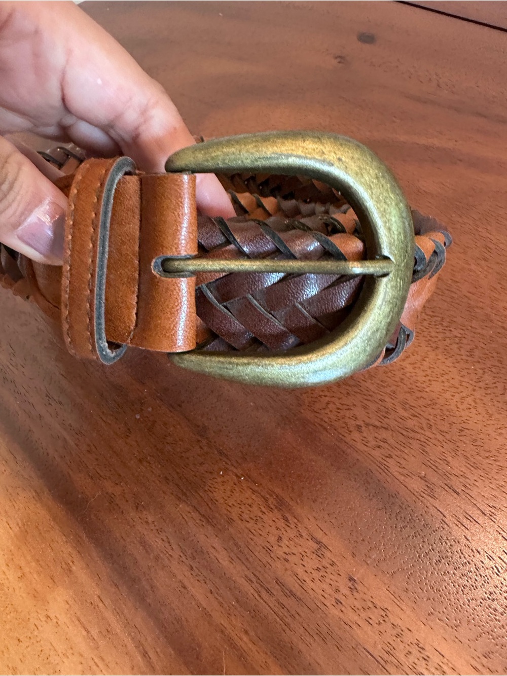 Vintage Womene Braided Leather Belt in gradient Brown XS/S